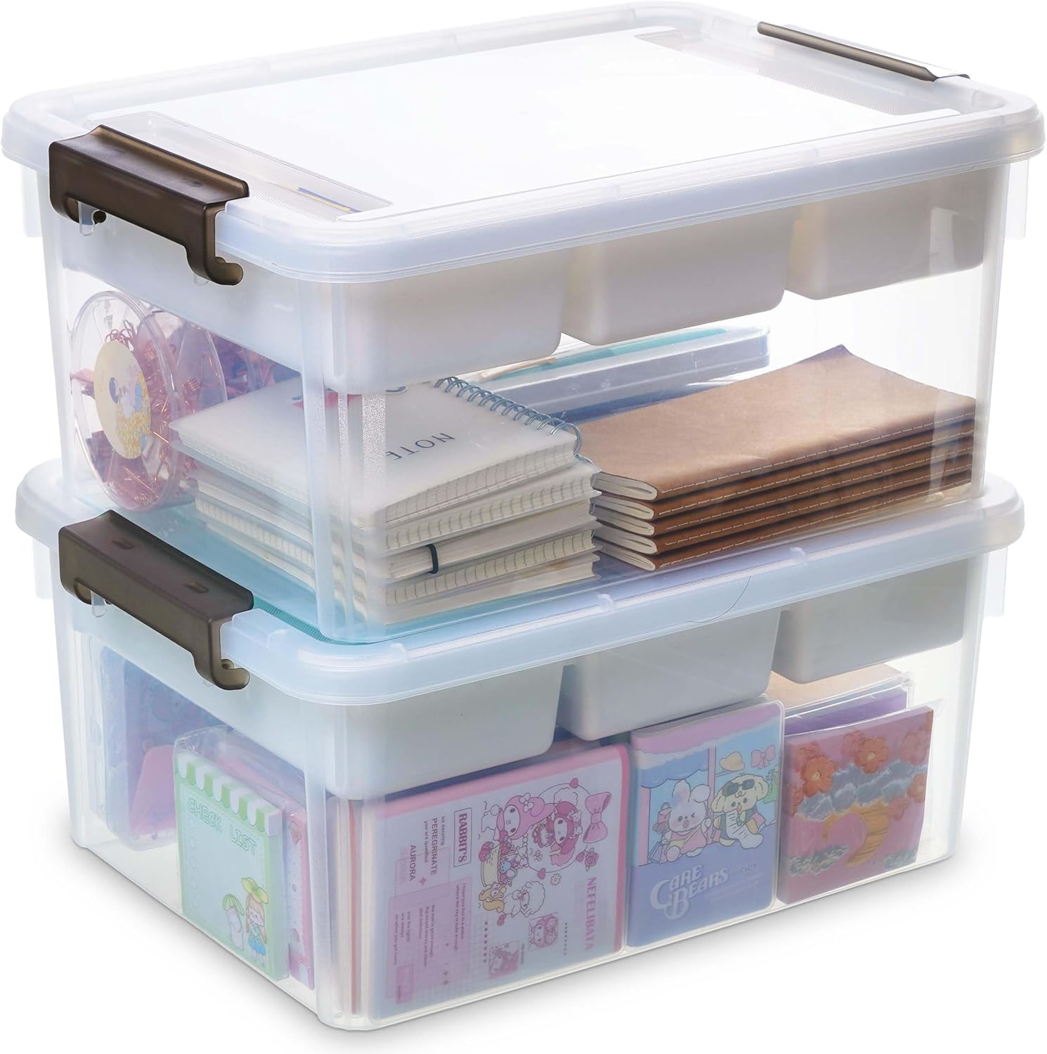 17 Quart Plastic Storage Box with Removable Tray for Crafts