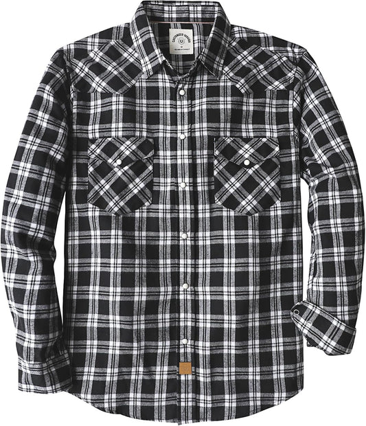 Dubinik Flannel Shirt for Men - Vintage Pearl Snap Plaid Style