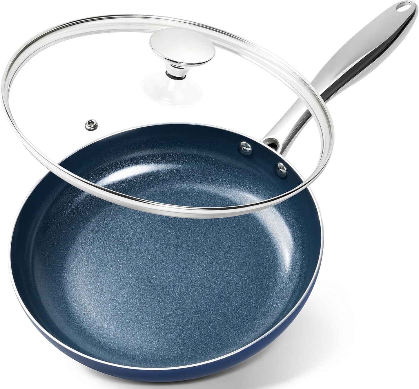 MICHELANGELO 10 Inch Frying Pan with Lid for Healthy Cooking
