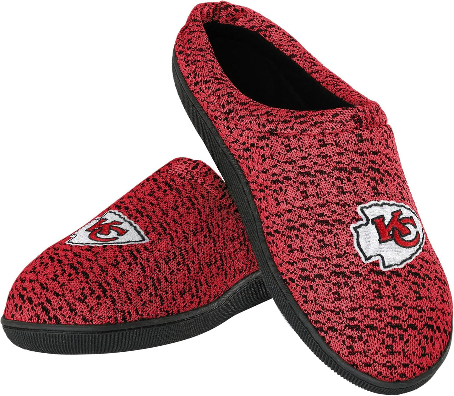 FOCO NFL mens Poly Knit Cup Sole Slipper for Ultimate Comfort