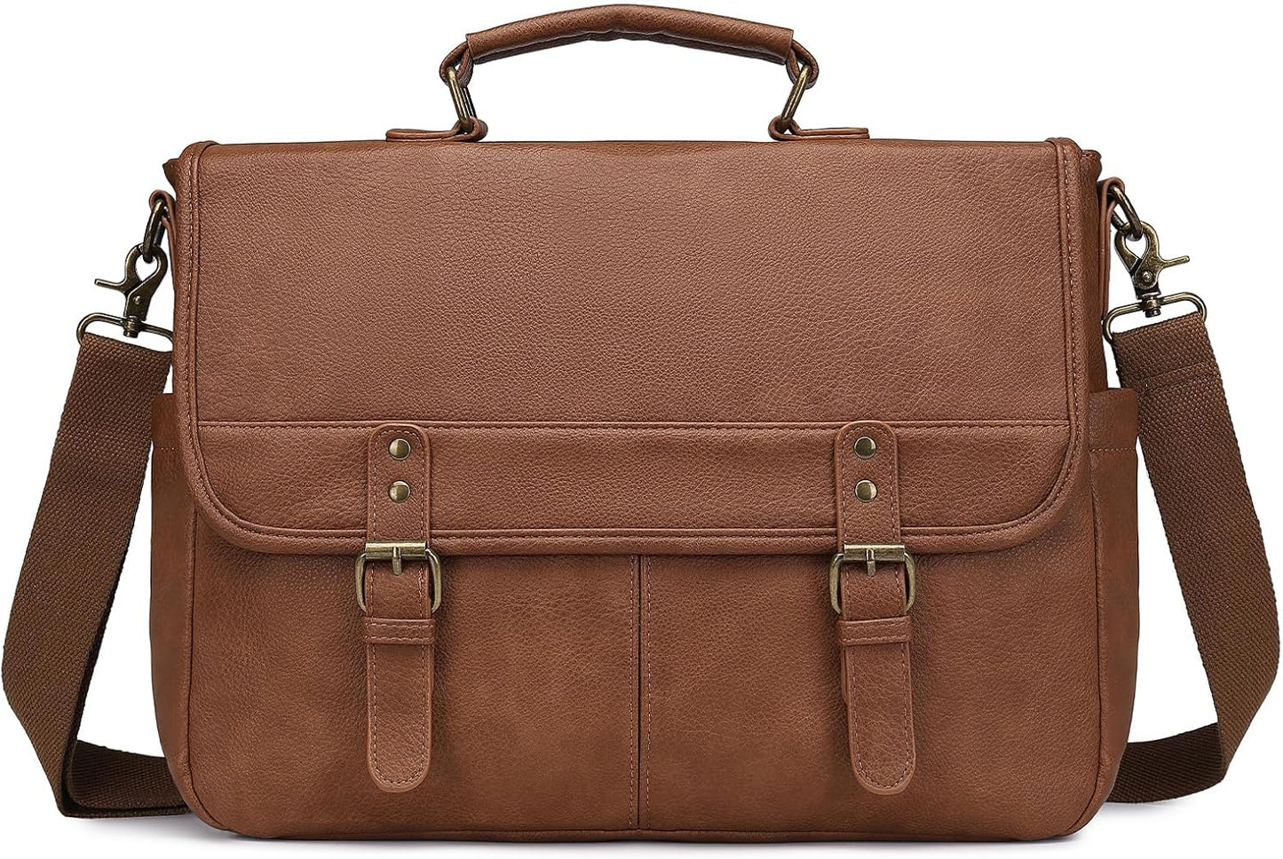 Leather Messenger Bag for Men - 15.6 Inch Laptop Briefcase
