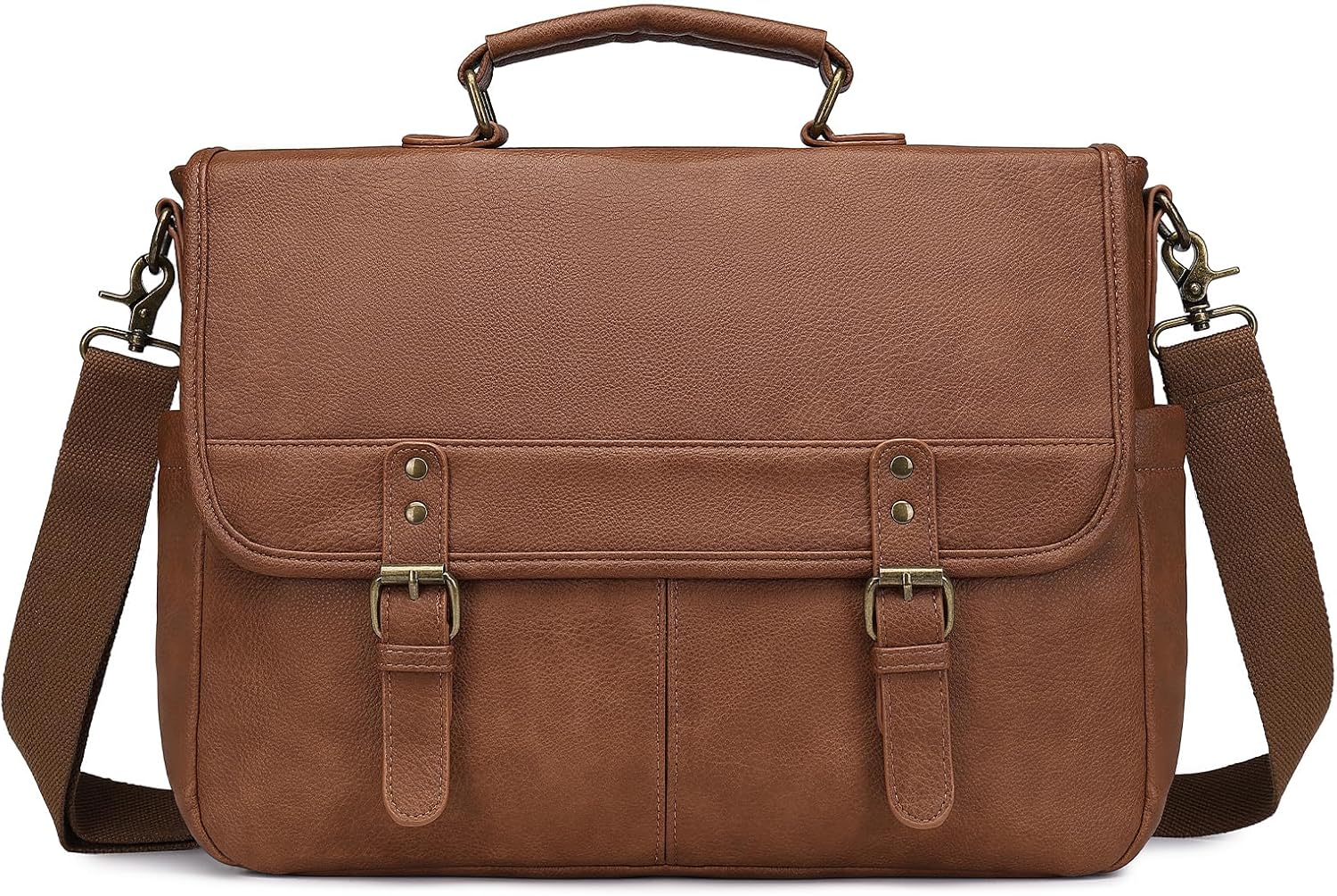 Leather Messenger Bag for Men - 15.6 Inch Laptop Briefcase