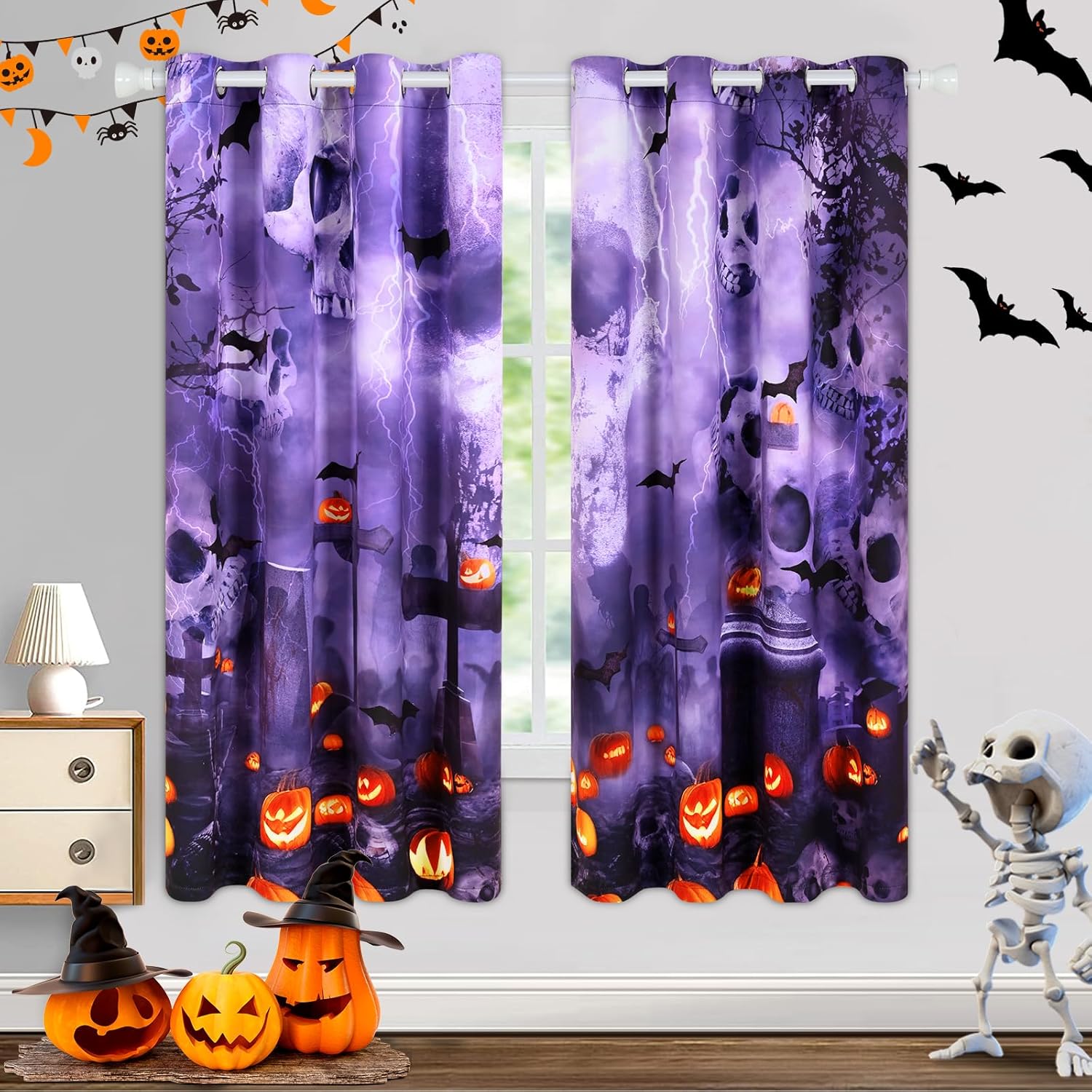 ASPMIZ Gothic Halloween Curtains 80% Blackout - Spooky Chic Decor