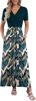 Maxi Dresses for Women Floral Ankle Length Dress with Pockets - Flowy