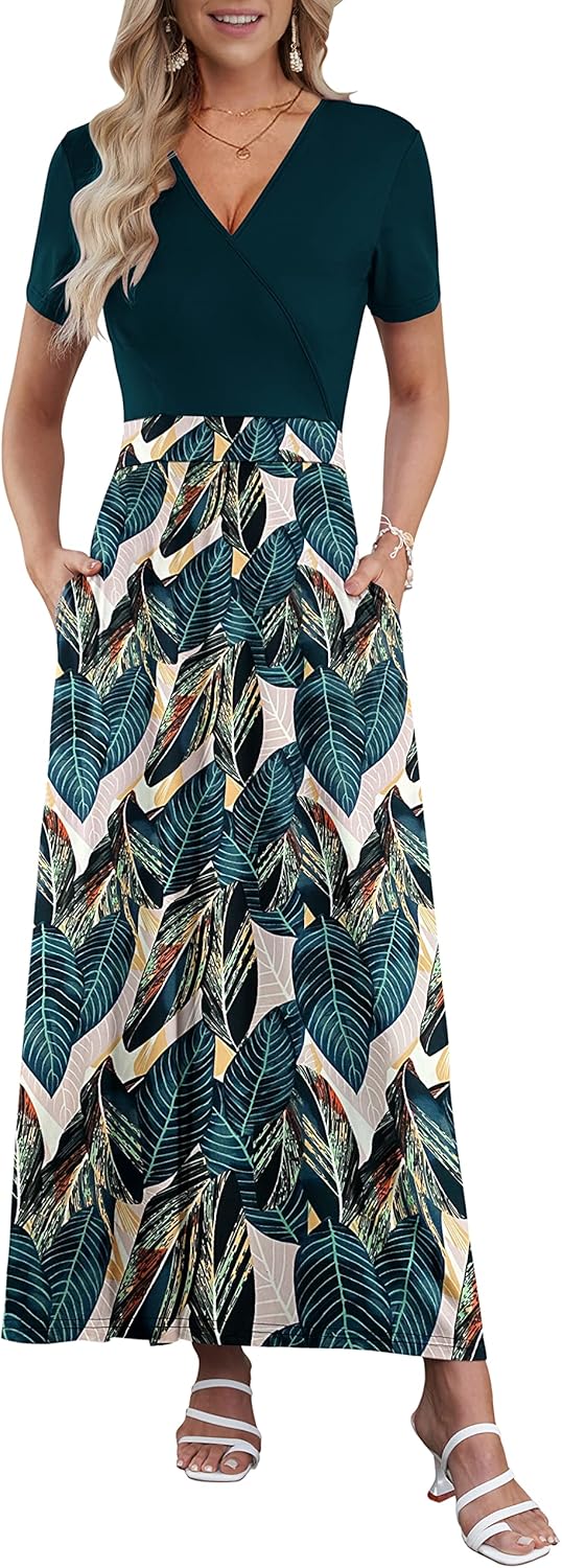 AUSELILY Maxi Dresses for Women with Pockets and Floral Print