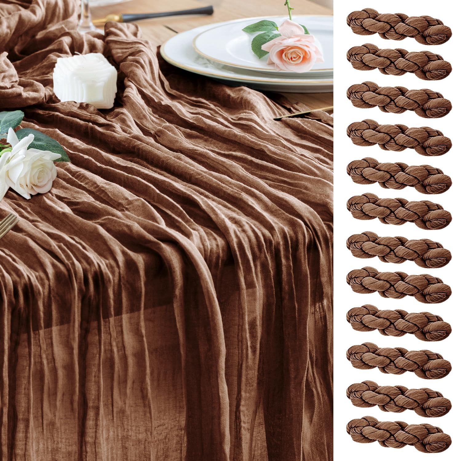 Wokceer Cheesecloth Table Runner 12Pack for Elegant Decor