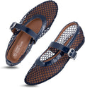 Womens Mesh Ballet Flats Fishnet Mary Jane Flats (Style QCB9)