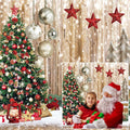CYLYH 8X8FT Rustic Wood Snow Backdrop for Christmas Gatherings