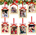 Vintage Brass Glass Photo Ornaments 8 Set - Holiday Hanging Frames