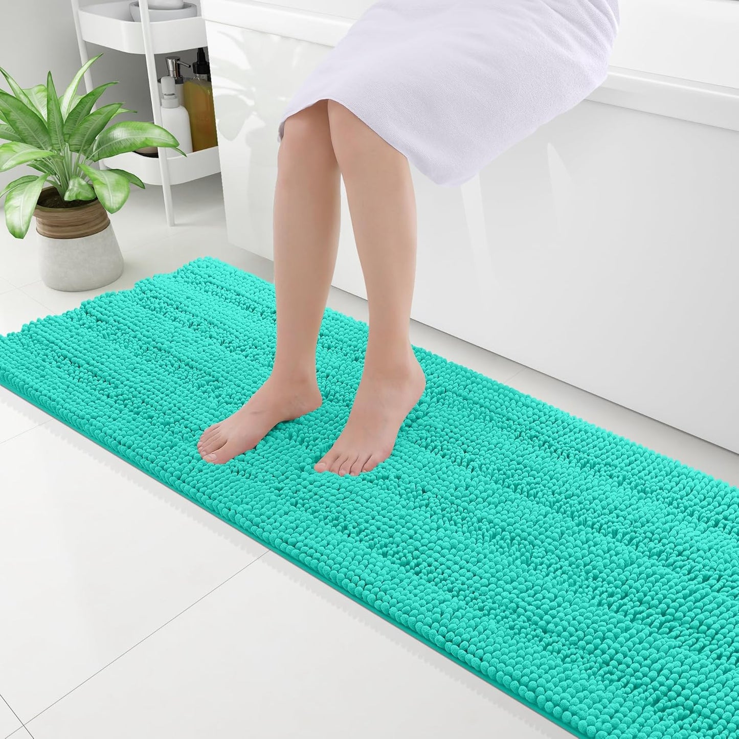Chenille Striped Bathroom Rugs 59x20 for Luxurious Comfort