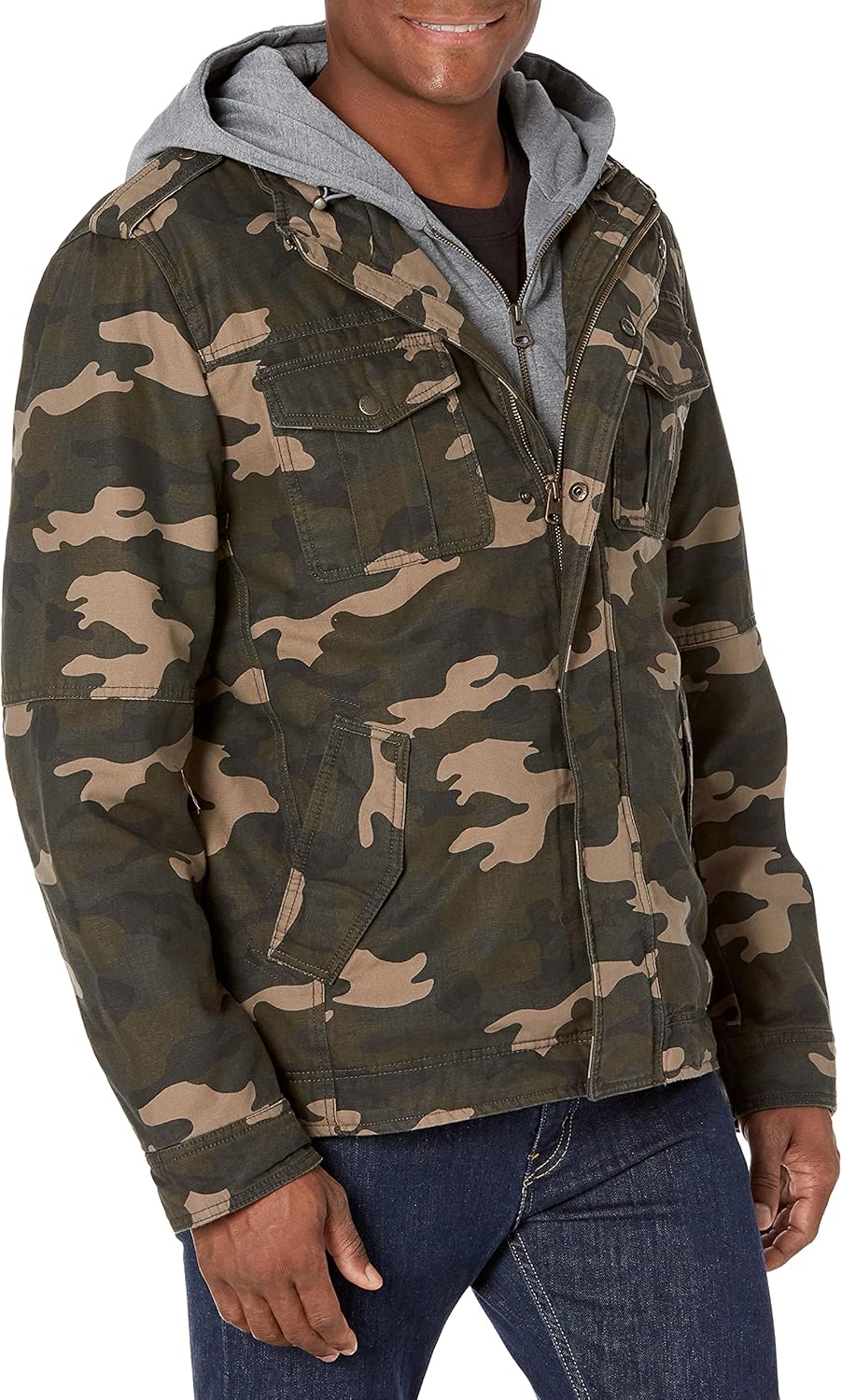 Levi's Men's Washed Cotton Hooded Military Jacket for All Seasons