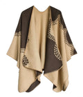 Women's Color Block Shawl Wrap Open Front Poncho - Cozy Layer