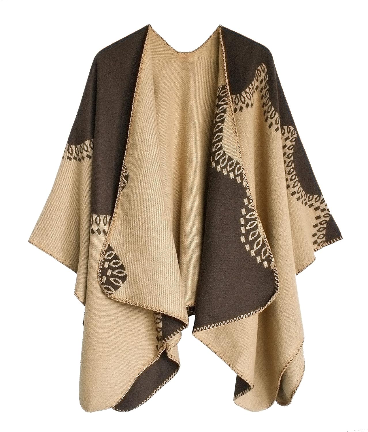 Urban CoCo Women's Color Block Shawl Wrap for Cozy Winter Style