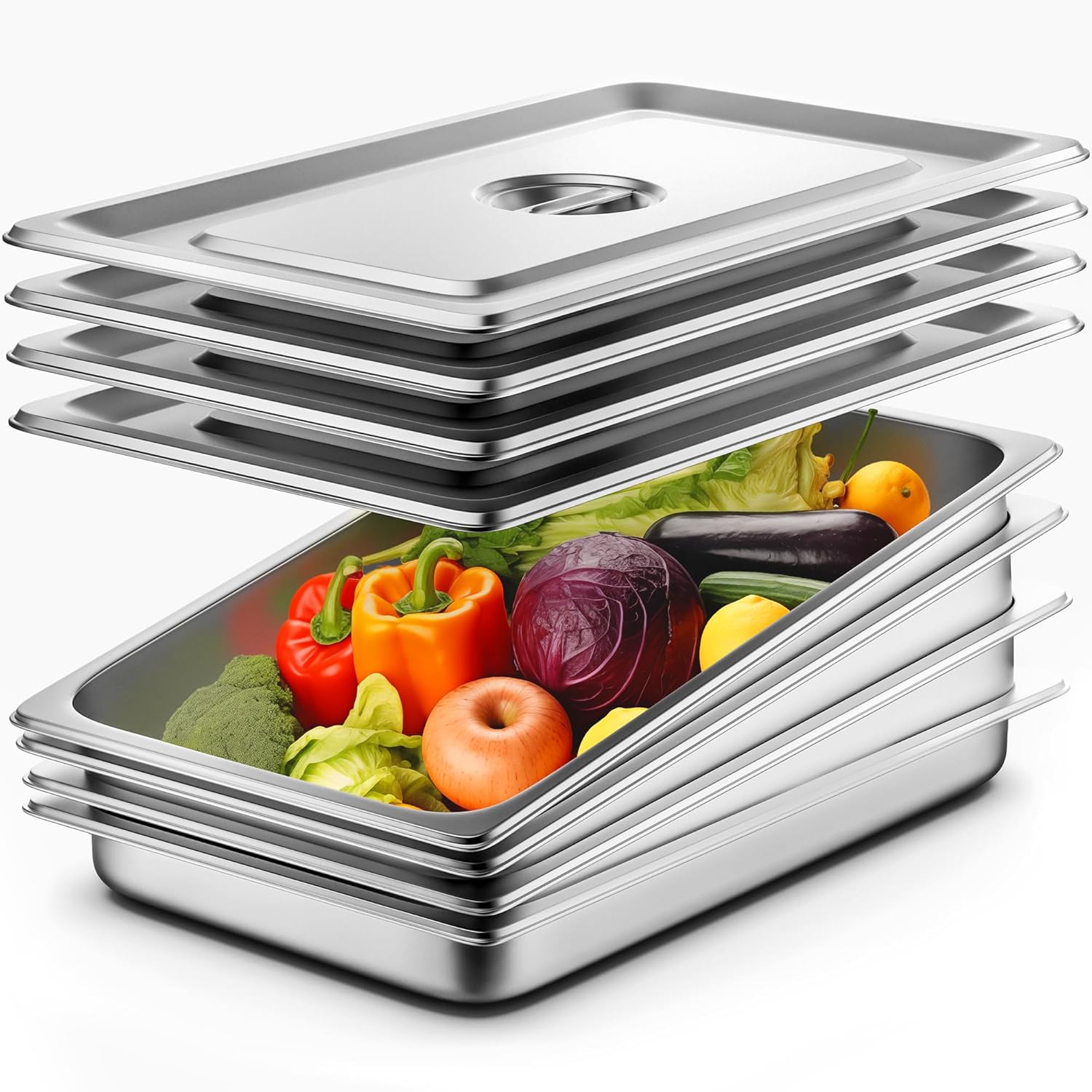 Hotel Pan 2.5in Deep Steam Table Pan 4 Pack by ZeroPone