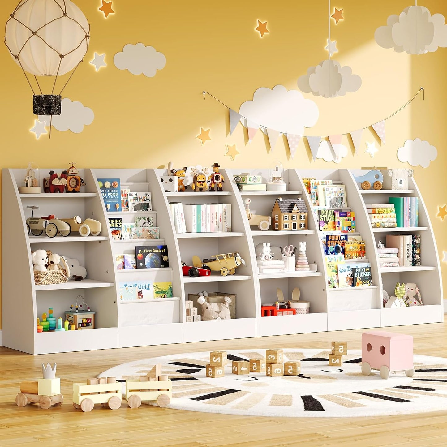 4 Tier Kids Bookshelf Set of 2 for Organized Reading Fun