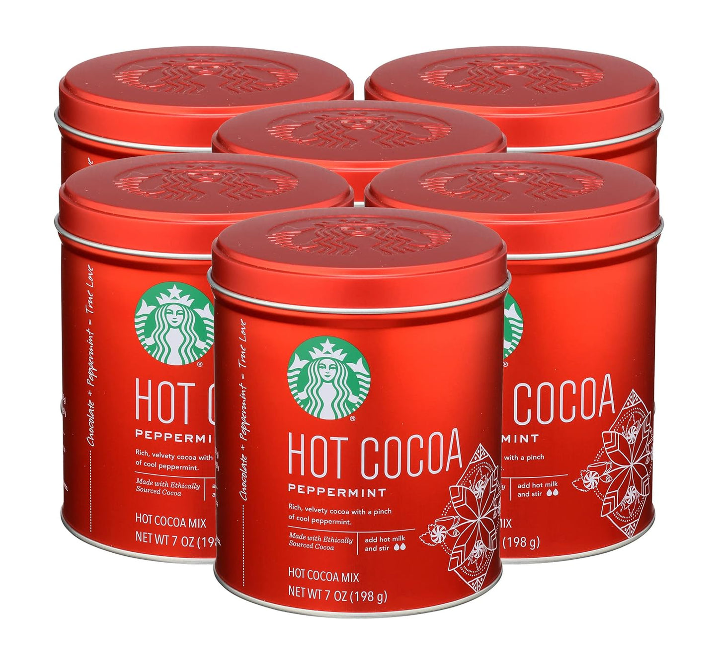 Starbucks Hot Cocoa Mix Tin, Peppermint Flavor, 7 Ounce Pack