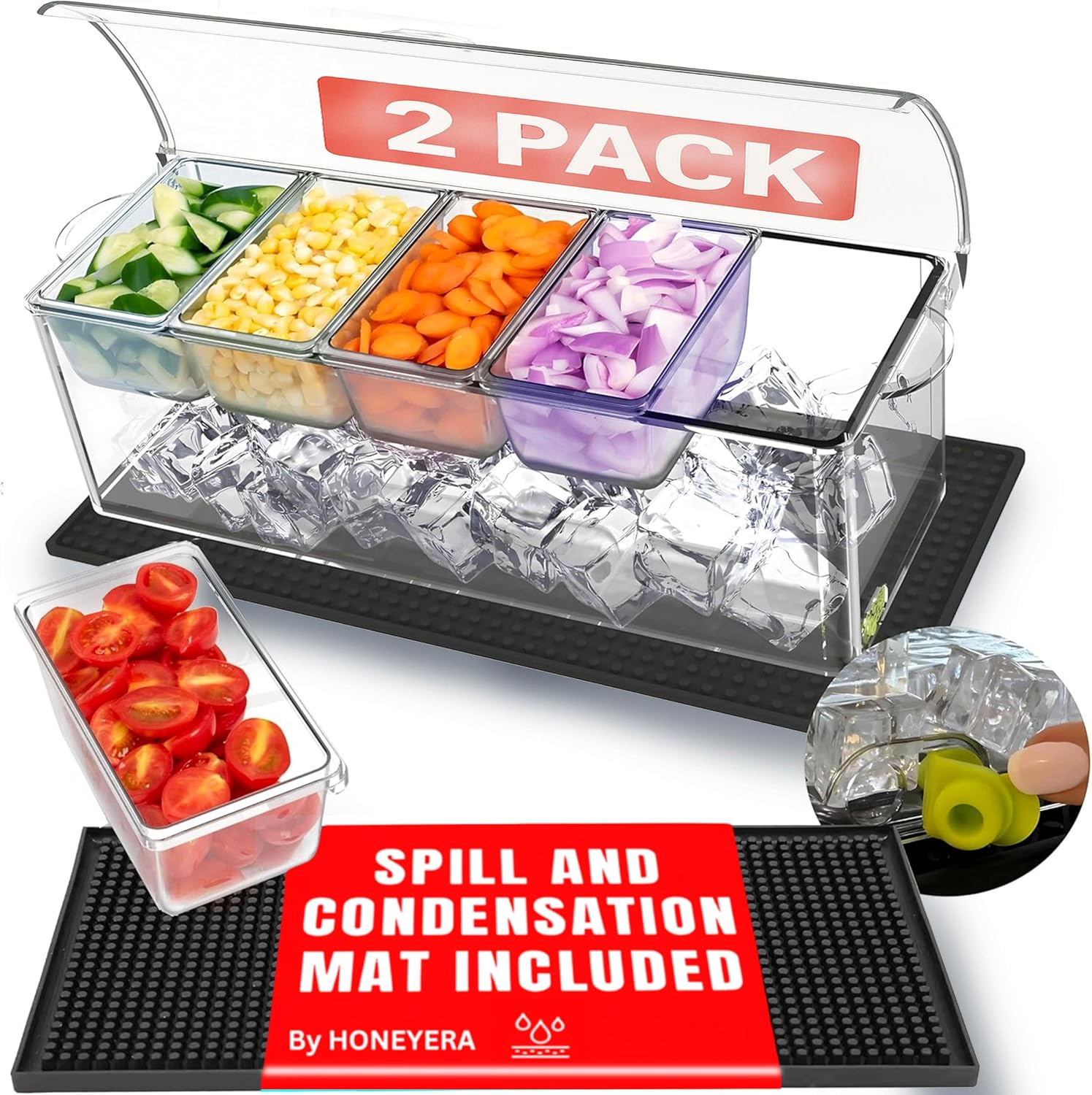 Honeyera Chilled Condiment Server for Parties and Gatherings