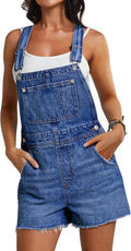 Women Denim Overall Shorts - Casual Adjustable Bib Shortalls