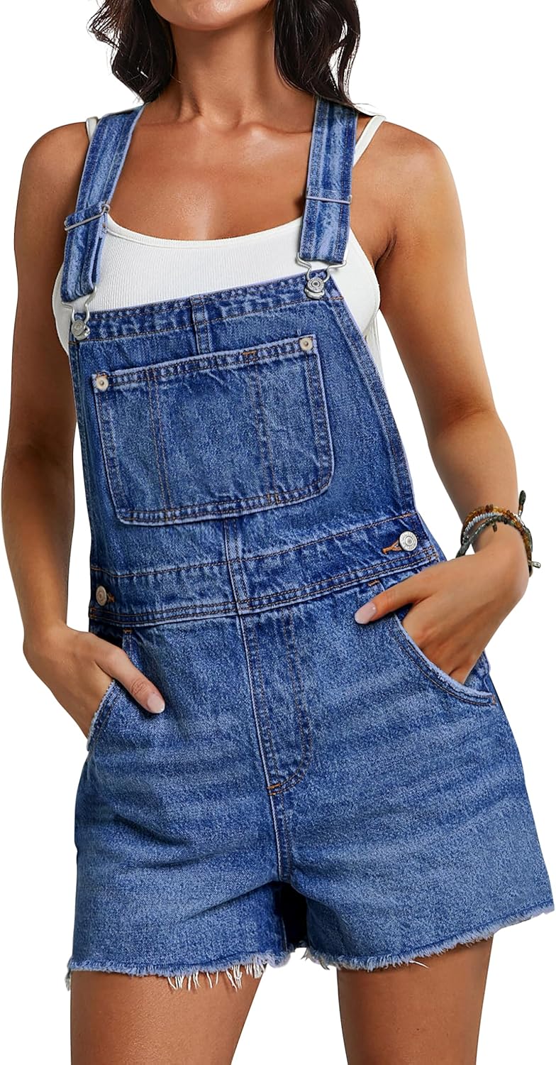 Qazel Vorrlon Denim Overall Shorts for Women Casual Summer Style
