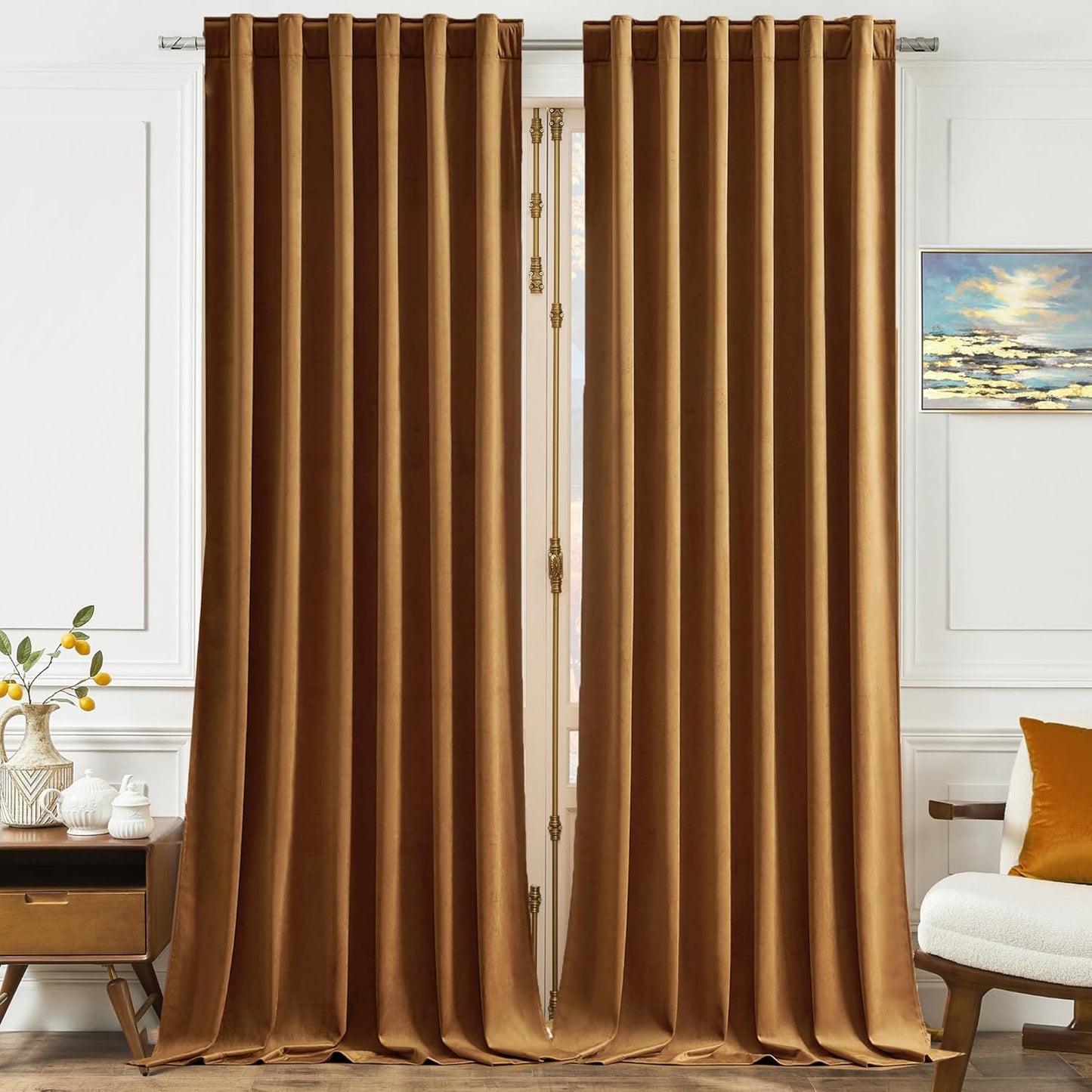 Luxurious Timeper Gold Brown Velvet Curtains for Elegant Spaces