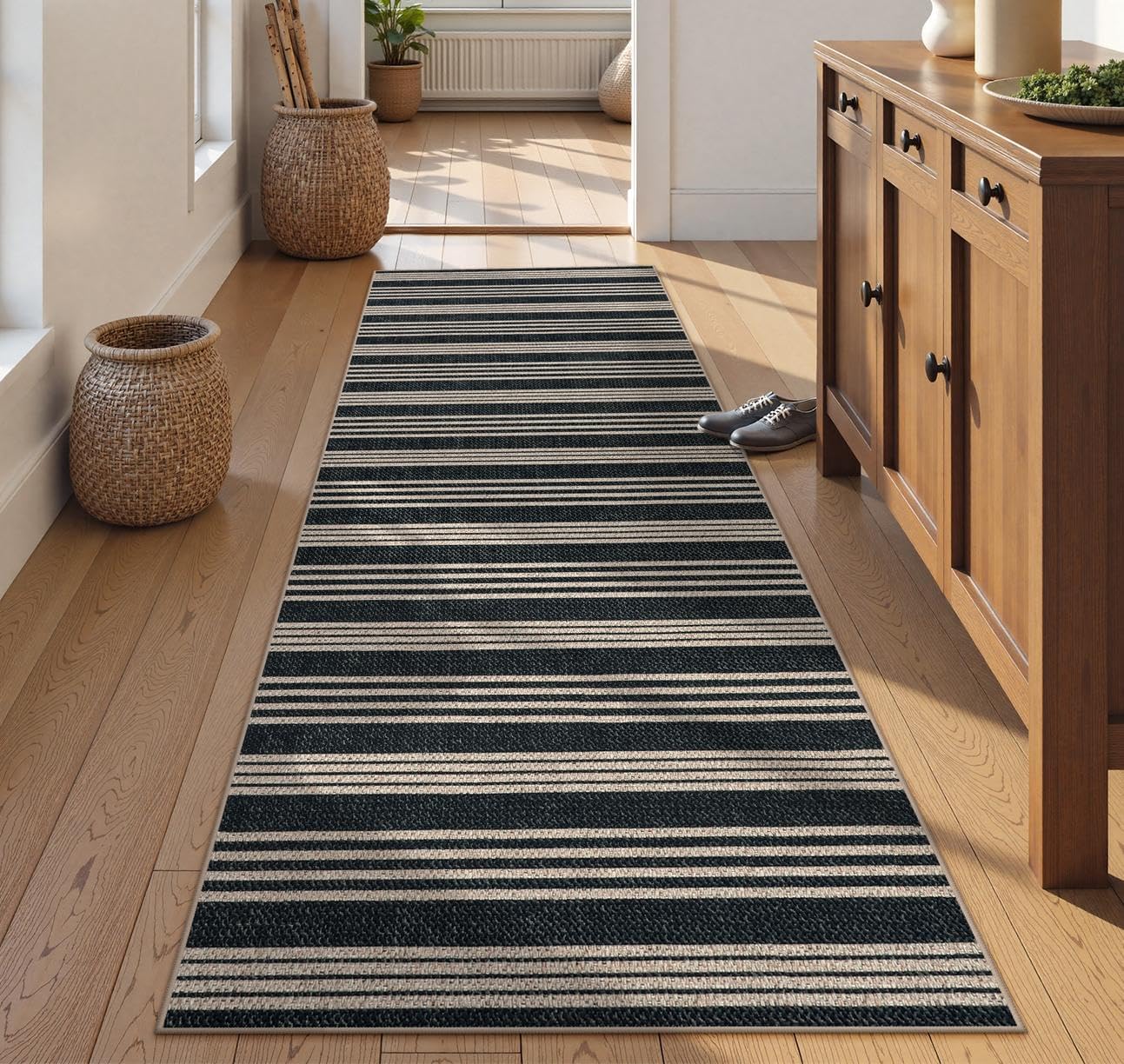 Lahome Striped Easy Jute Kitchen Runner for Modern Homes