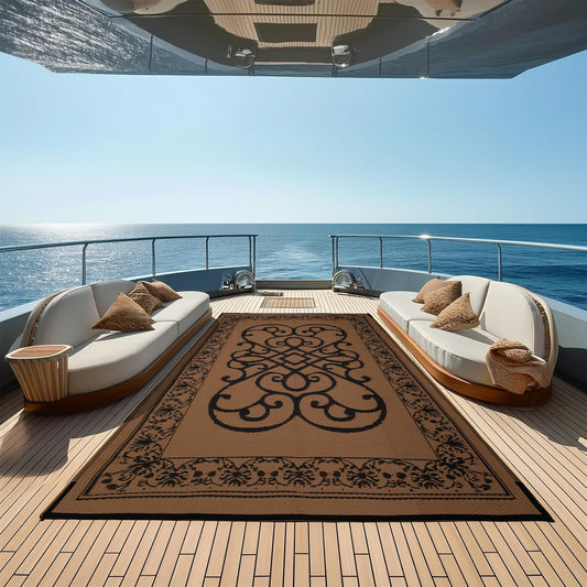 Outdoor Rug 8 x 10 ft, Reversible Plastic Straw Rug for Patio