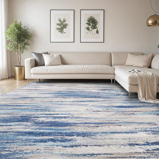 Non-Slip 8x10 Area Rugs for Living Room, Soft Abstract Design