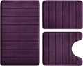 Purple Memory Foam Bathroom Rug Set 3 Piece - Soft, Non-Slip Comfort
