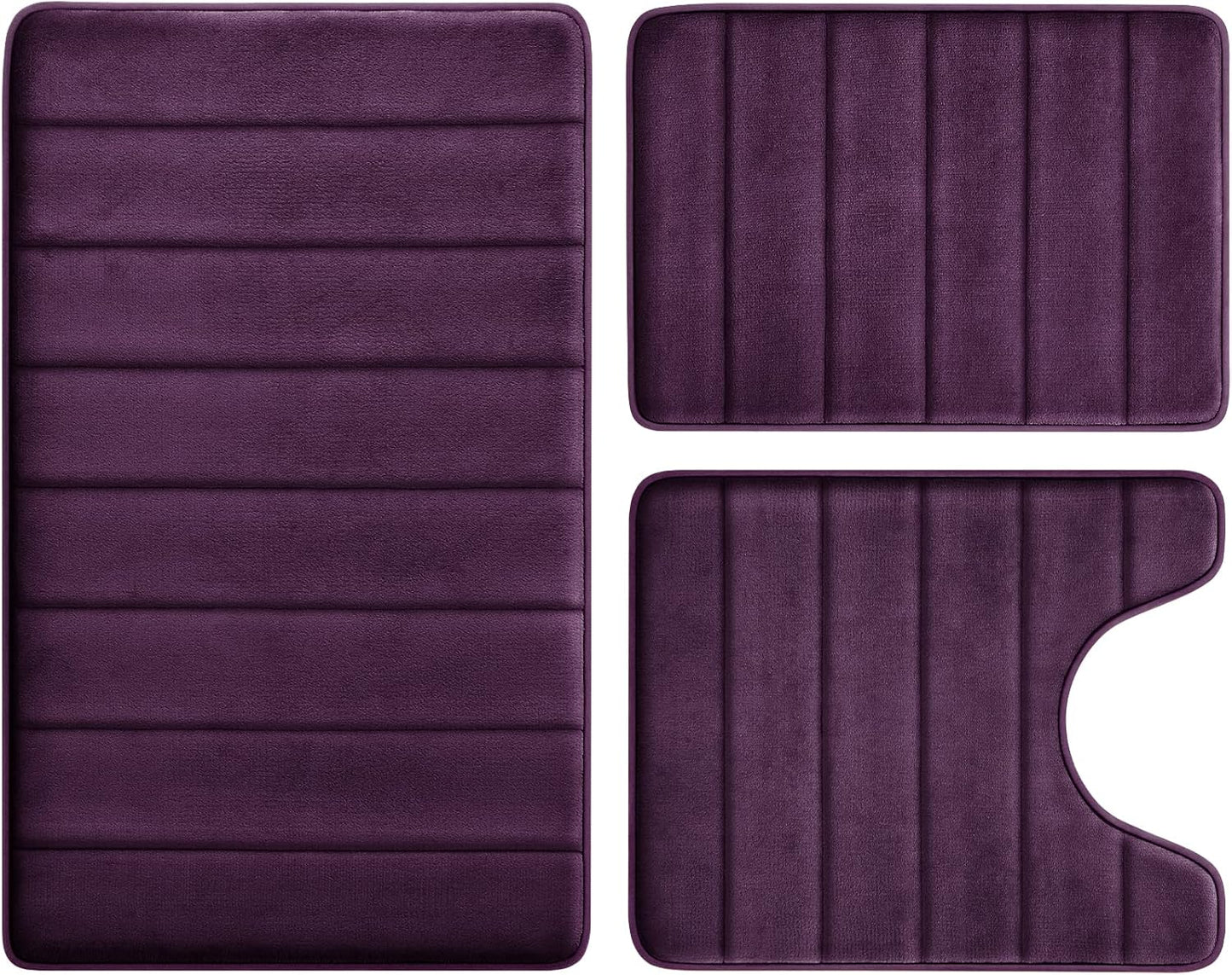 BYSURE Purple Memory Foam Bathroom Rug Set for Comfort and Style