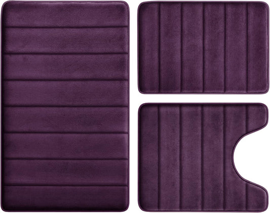BYSURE Purple Memory Foam Bathroom Rug Set for Comfort and Style