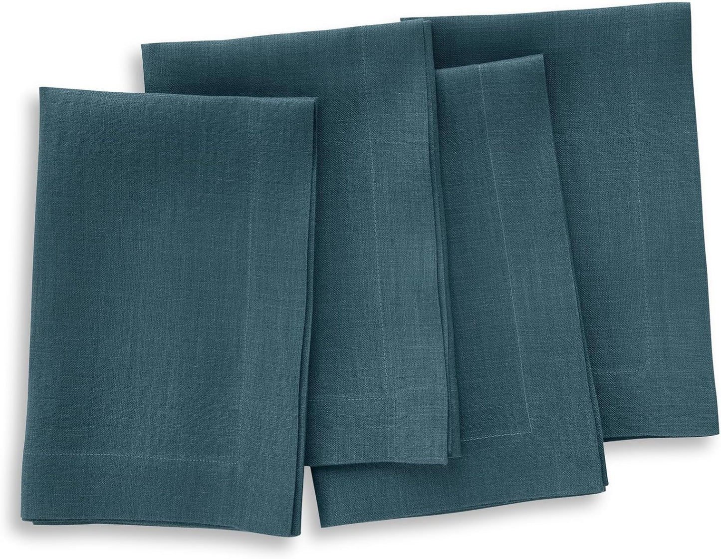 Linen Napkins Set of 4 - 100% Pure Linen Peacock Blue Cloth
