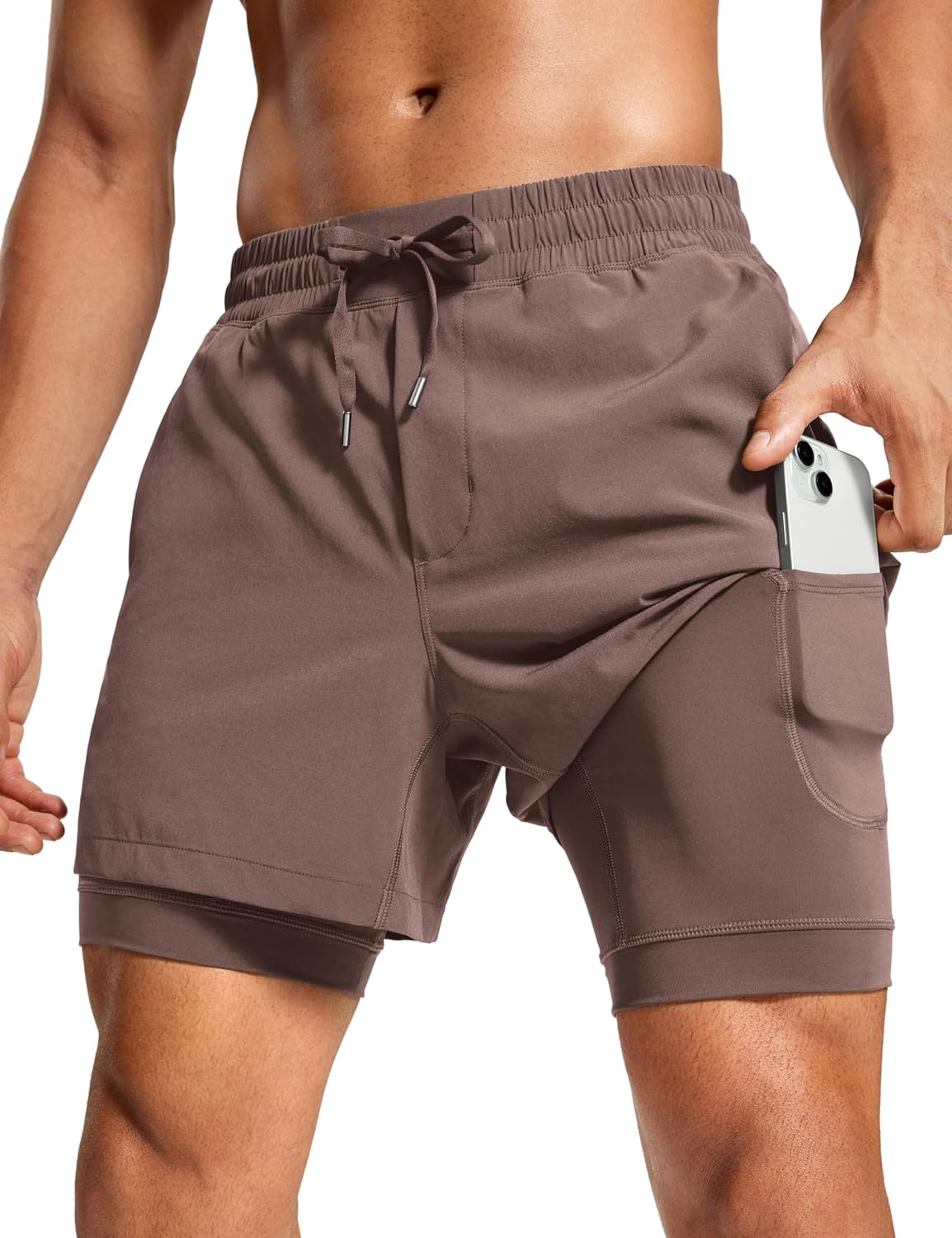 CRZ YOGA 2 in 1 Mens Athletic Shorts for Running and Gym