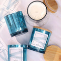LAMORGIFT 12 Pack Glass Candle Jars with Lids (Lake Blue) - Elegant