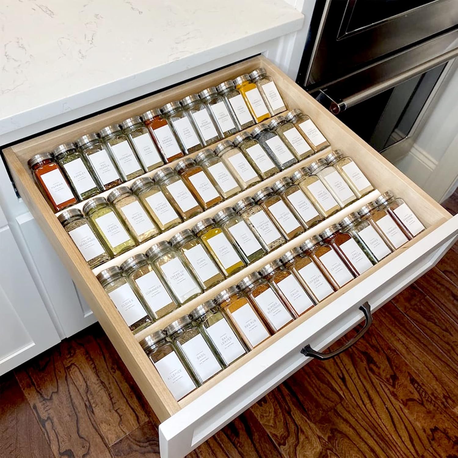MIUKAA Clear Acrylic Spice Drawer Organizer for Kitchen Storage