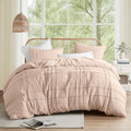 Comfort Spaces Blush King Size Pintuck Pleated Duvet Cover Set - Soft