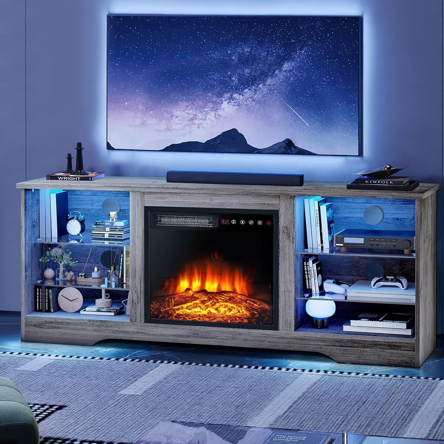58 Fireplace TV Stand with Electric Fireplace & Remote