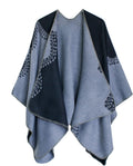 Women Color Block Shawl Wrap Poncho - Wild Berry Celtic Ruana