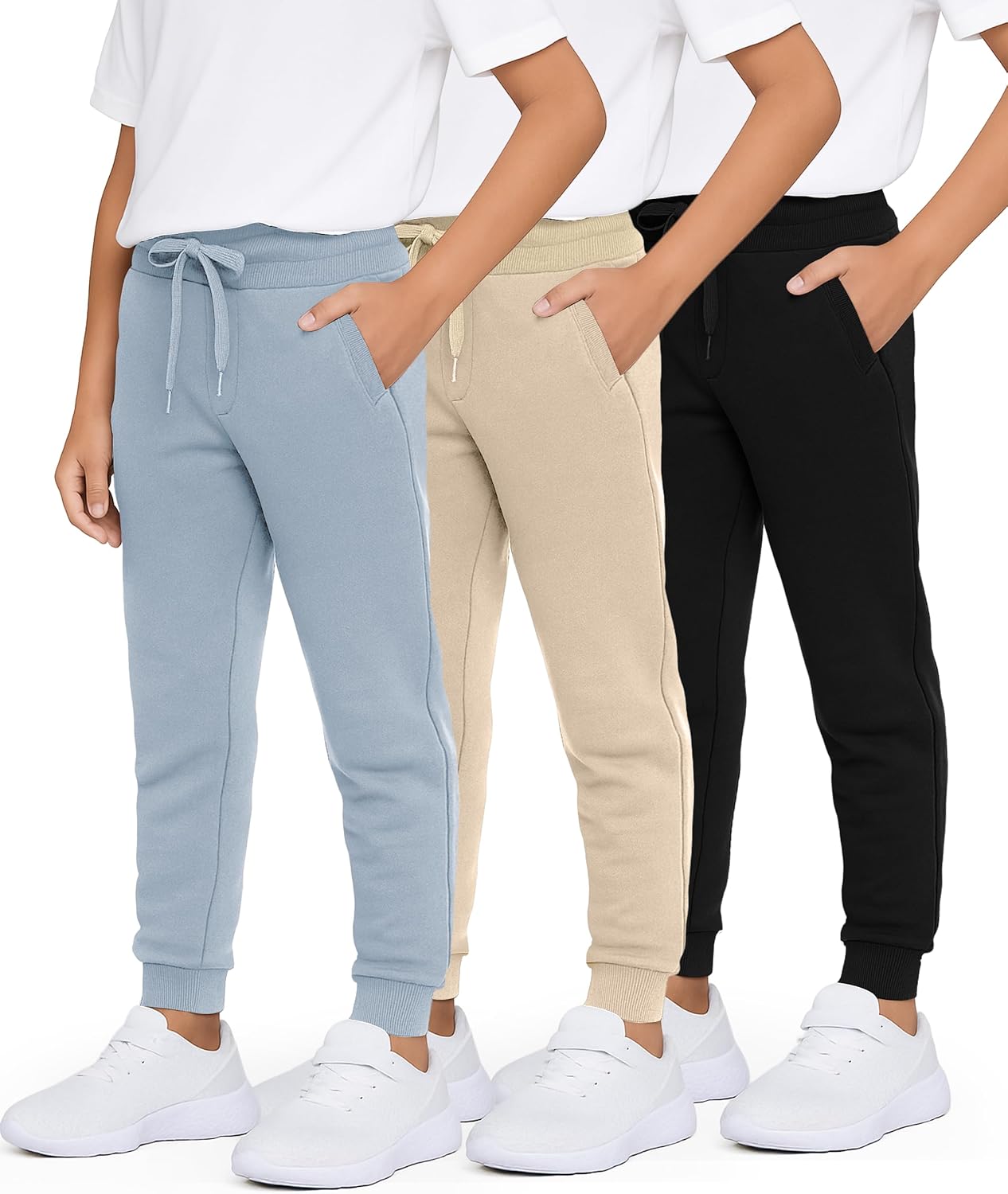 Boys' Cotton Fleece Jogger Sweatpants - 3 Pack Active Pants