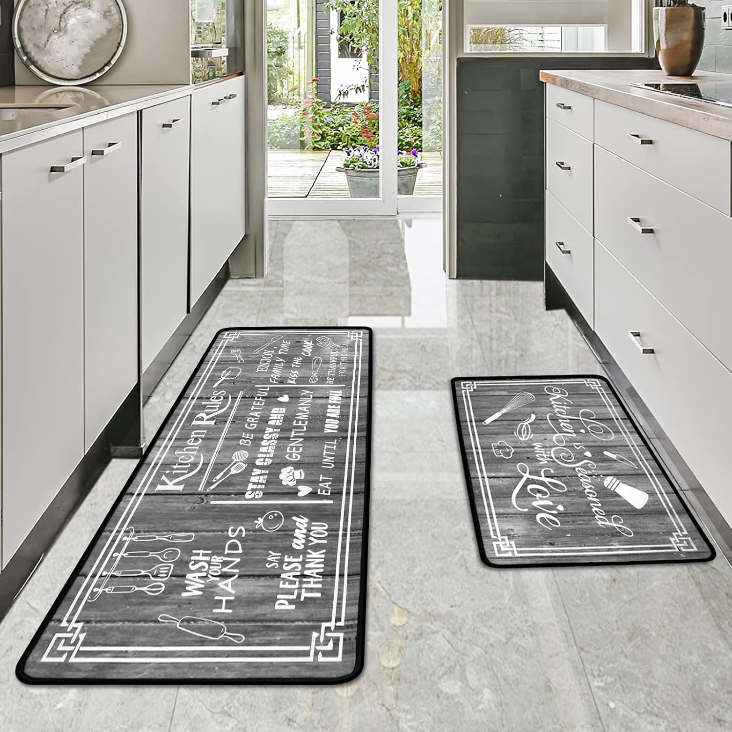 Non Slip Kitchen Rug Sets of 2 Piece for Home Decor