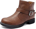 Women's Chunky Heel Ankle Boots with Side Zipper - Slip On Comfort