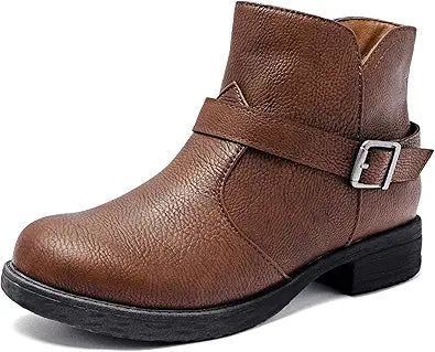 Ataiwee Women's Ankle Boots with Chunky Heel and Side Zipper