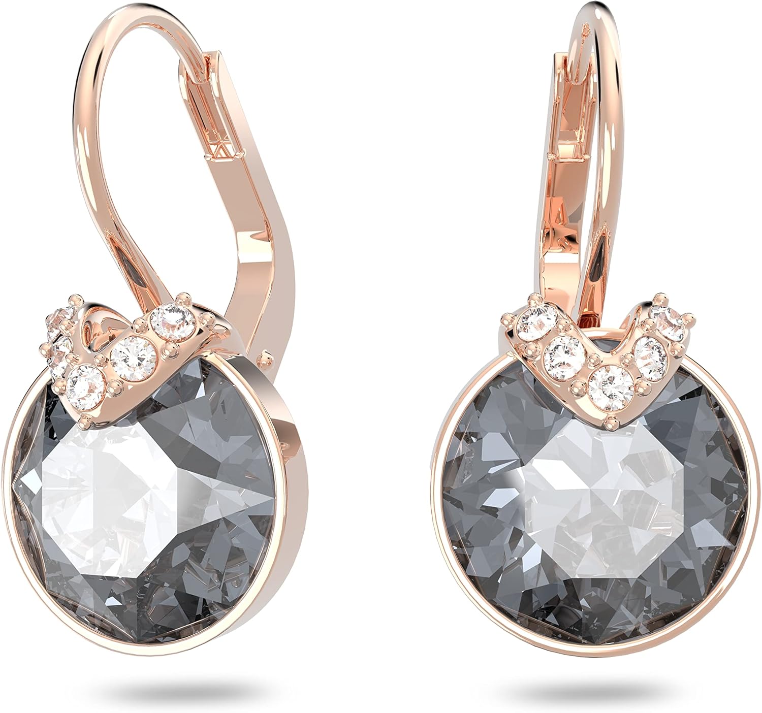 Swarovski Bella V Crystal Earrings: Elegant Grey and Rose Gold