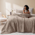 Wonderful Luxury Velvet Quilt - Striped Channel Stitch Apricot Beige