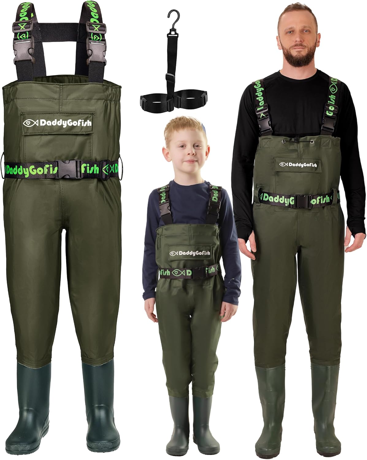 DaddyGoFish Chest Waders for Kids and Adults - Waterproof Gear
