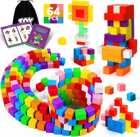 64PCS Magnetic Building Blocks for Kids Ages 3-6, STEM Fun