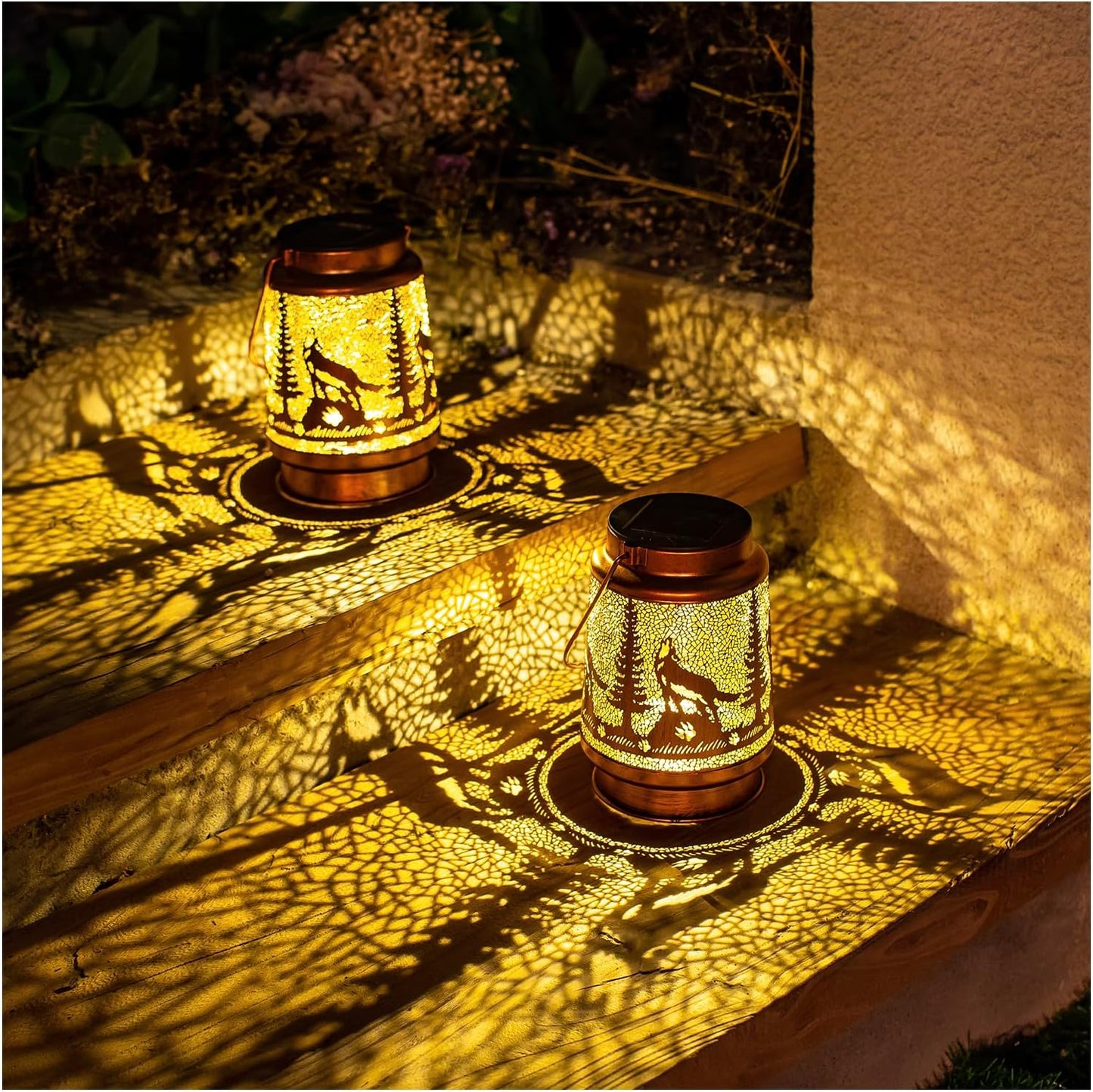 Wolf Solar Lanterns Outdoor Waterproof Hanging Lights for Garden