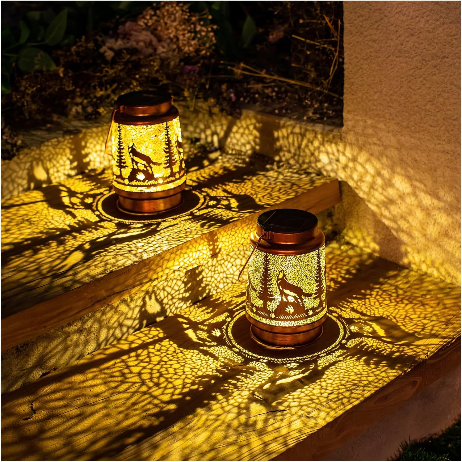 Wolf Solar Lanterns Outdoor Waterproof Hanging Lights for Garden