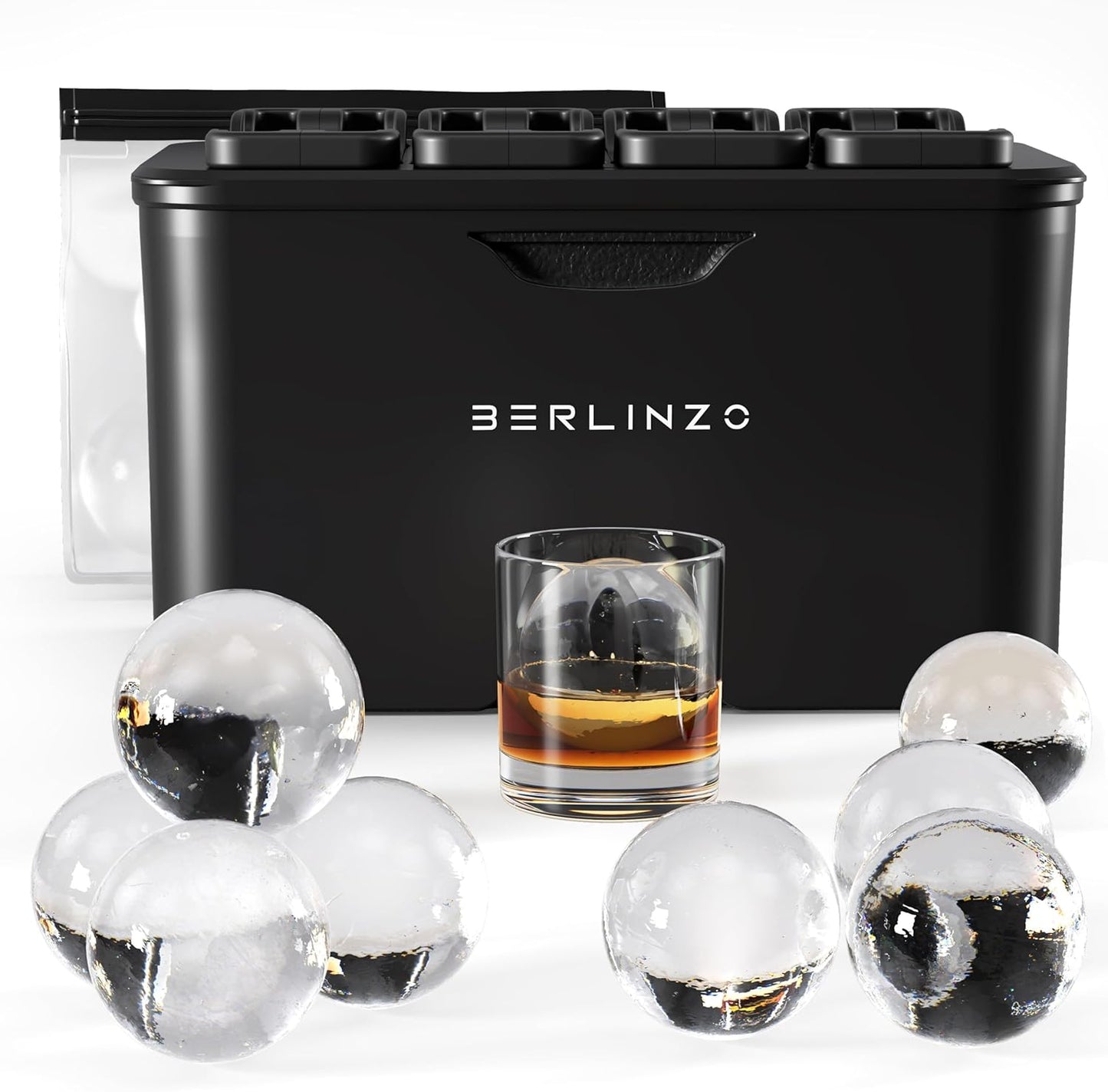 Berlinzo Premium Clear Ice Ball Maker for Whiskey & Cocktails