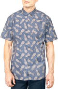 Mens Short Sleeve Button Down Novelty Print Shirt - Pineapple Style