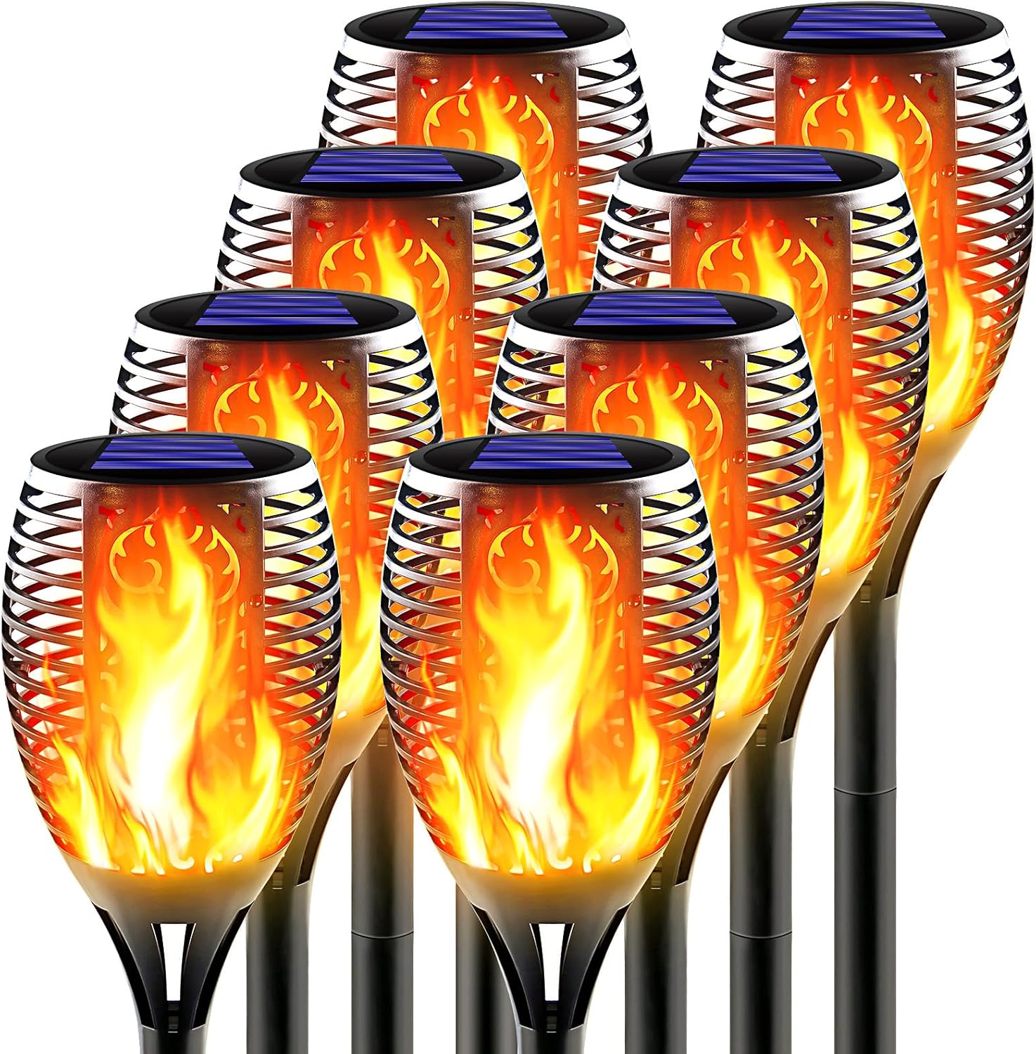 Large Solar Torch Light with Flickering Flame for Outdoor Use